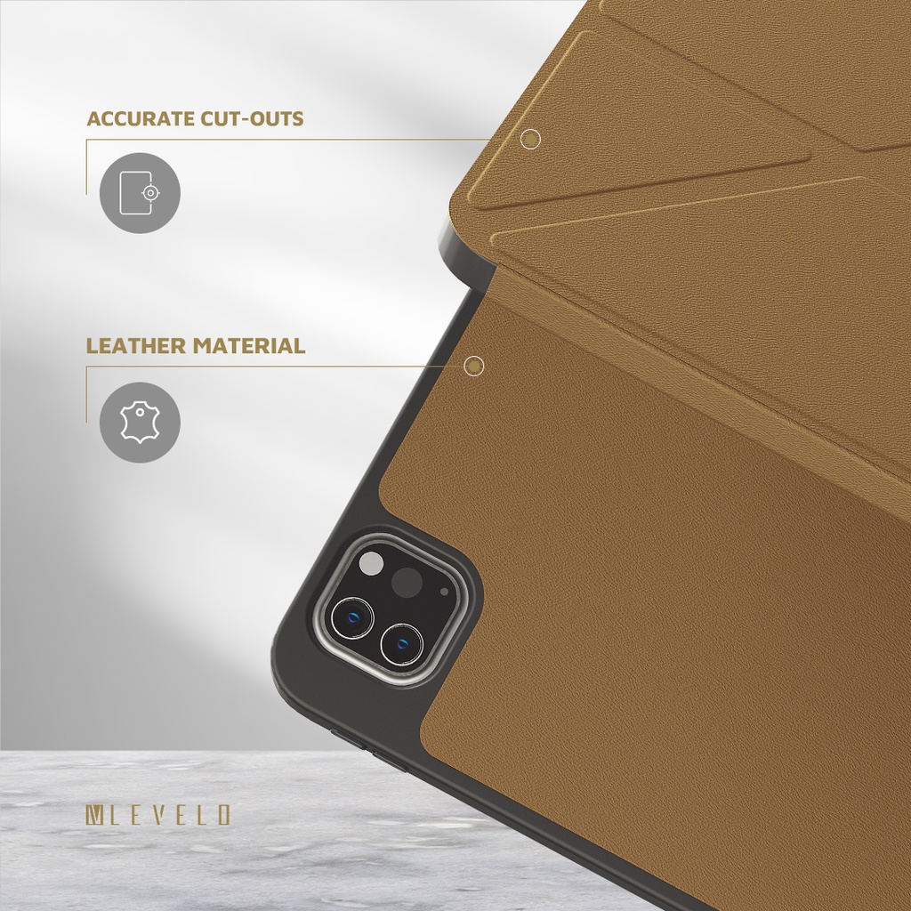Capa magnética Levelo Elegante em couro híbrido para Apple iPad Pro 11" 2025 - Castanha - Image 4