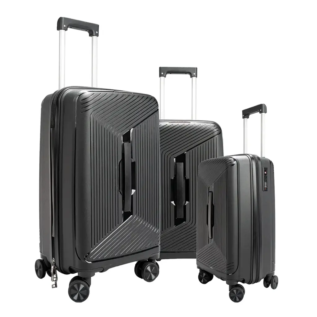 Conjunto de 3 malas de viagem Levelo Tenax PP inquebráveis, tamanhos 21", 25" e 29" - Preto - Image 2