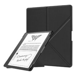 Capa AIQIUQIU para Kindle Scribe de 10,2 polegadas (lançamento de 2024/2022), capa protetora ultrafina em couro PU, capa rígida à prova de choque com ativação/desativação automática, preta.