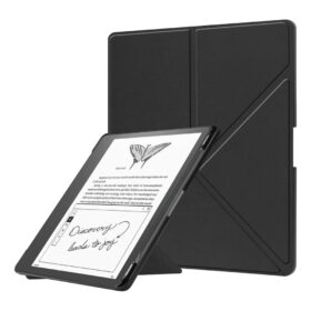 Capa AIQIUQIU para Kindle Scribe de 10,2 polegadas (lançamento de 2024/2022), capa protetora ultrafina em couro PU, capa rígida à prova de choque com ativação/desativação automática, preta.