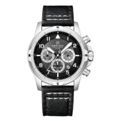 Relógio Masculino NAVIFORCE Novo com Múltiplos Mostradores, Cronógrafo, Relógio de 24 Horas, Pulseira de Couro, Relógio de Luxo Moderno para Homens NF8077