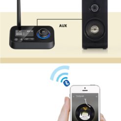 Transmissor e receptor Bluetooth 3 em 1 Porodo e adaptador de áudio sem fio - Preto - Image 3