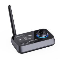 Transmissor e receptor Bluetooth 3 em 1 Porodo e adaptador de áudio sem fio - Preto