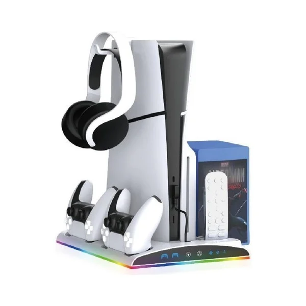 Suporte de resfriamento multifuncional RGB Hozkaii para controles de PS5 / PS5 Slim / Pro