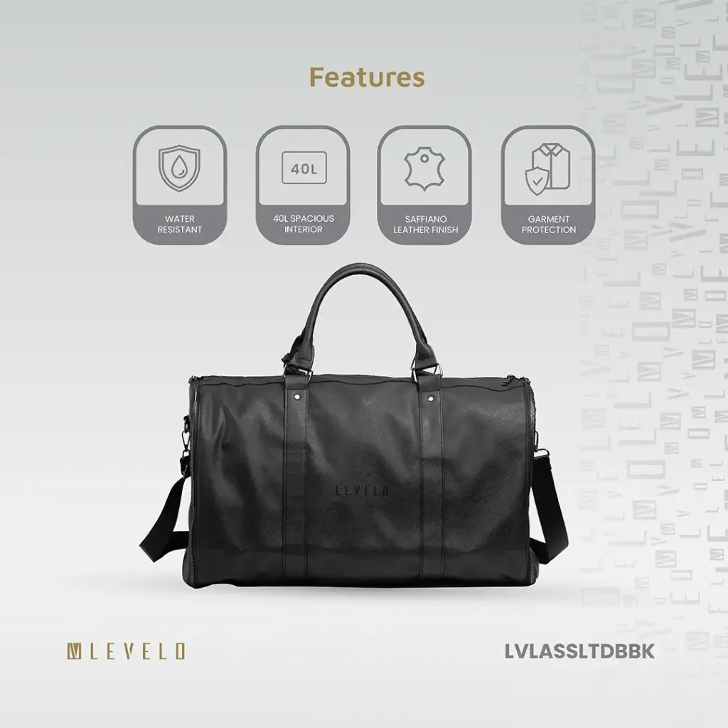 Mala de viagem Levelo AllinStyle em couro Saffiano - Preta - Image 2