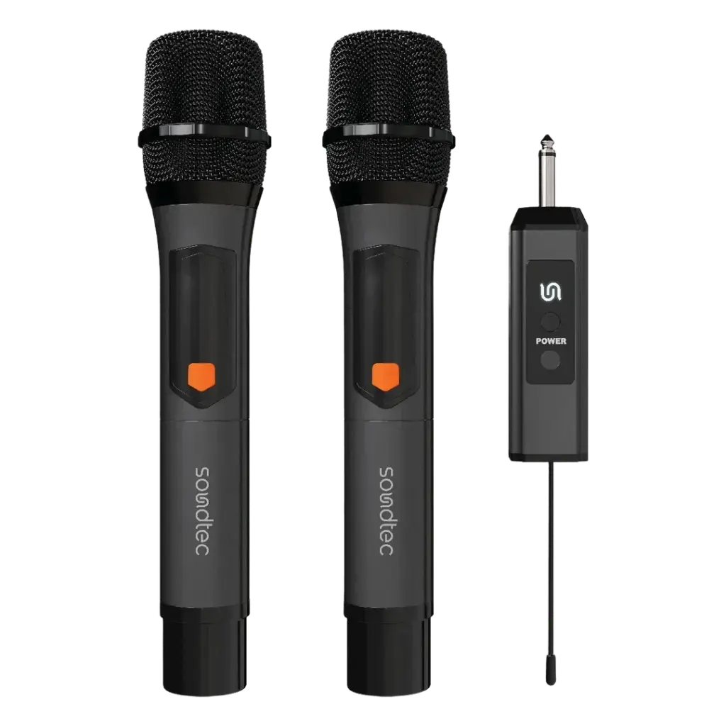 Microfone sem fio recarregável Porodo Soundtec Duo Mic em alumínio - Preto