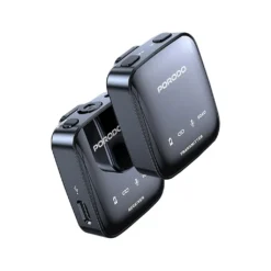 Microfone de lapela de mão Porodo com conexão para dois dispositivos - Preto - Image 3