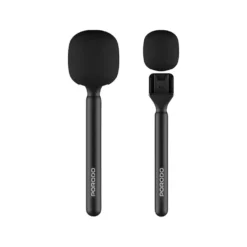 Microfone de lapela de mão Porodo com conexão para dois dispositivos - Preto