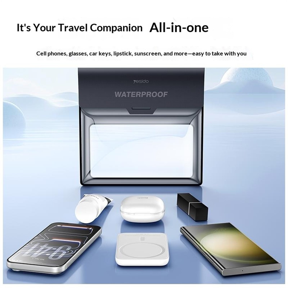 Bolsa transversal grande à prova d'água YESIDO WB66 IPX8 10m com cordão - Preta - Imagem 3