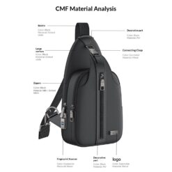 Bolsa transversal com fecho de impressão digital, em tecido Oxford, com grande capacidade de carga, ideal para trabalho e viagens - Preta - Image 6