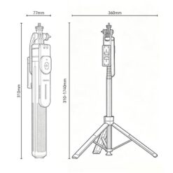Tripé para selfie YESIDO SF34 com rosca de 1/4", compatível com Bluetooth, controle remoto e suporte extensível para celular e câmera - Preto - Image 7