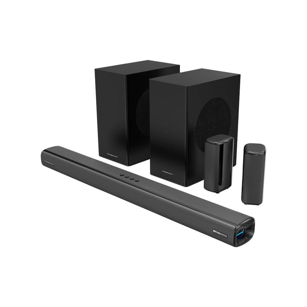 Sistema de Home Theater Sem Fio Powerology 5.2.4CH com Dois Subwoofers - Preto