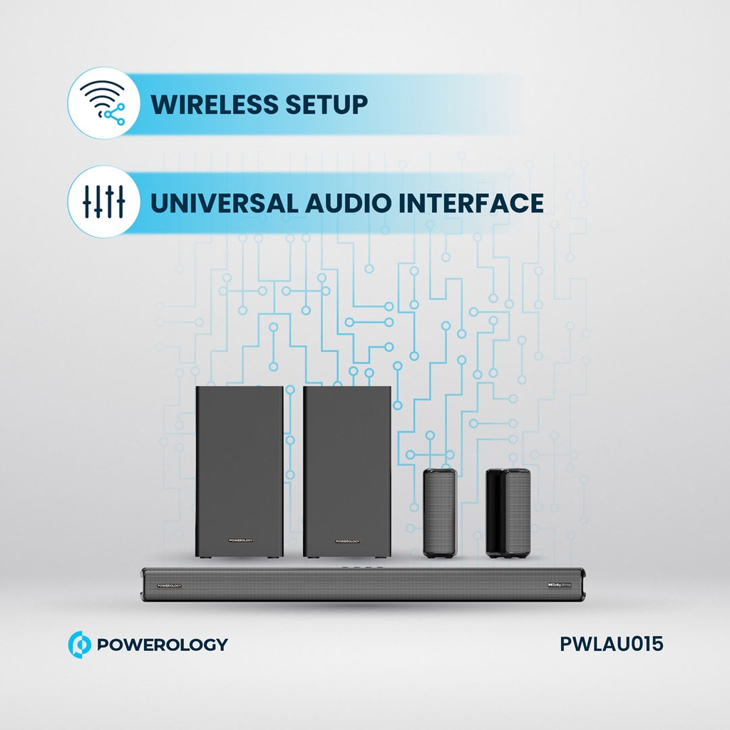 Sistema de Home Theater Sem Fio Powerology 5.2.4CH com Dois Subwoofers - Preto - Image 4