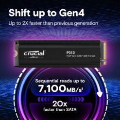 Alternative view of SSD M.2 2280 Crucial P310 4TB c/ Heatsink QLC NAND NVMe PCIe Gen 4.0x4
