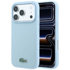 Capa Lacoste Petit Piqué Lacquer Logo Magsafe para iPhone 18 Pro Max e 17 Pro Max Azul