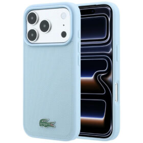 Capa Lacoste Petit Piqué Lacquer Logo Magsafe para iPhone 18 Pro Max e 17 Pro Max Azul