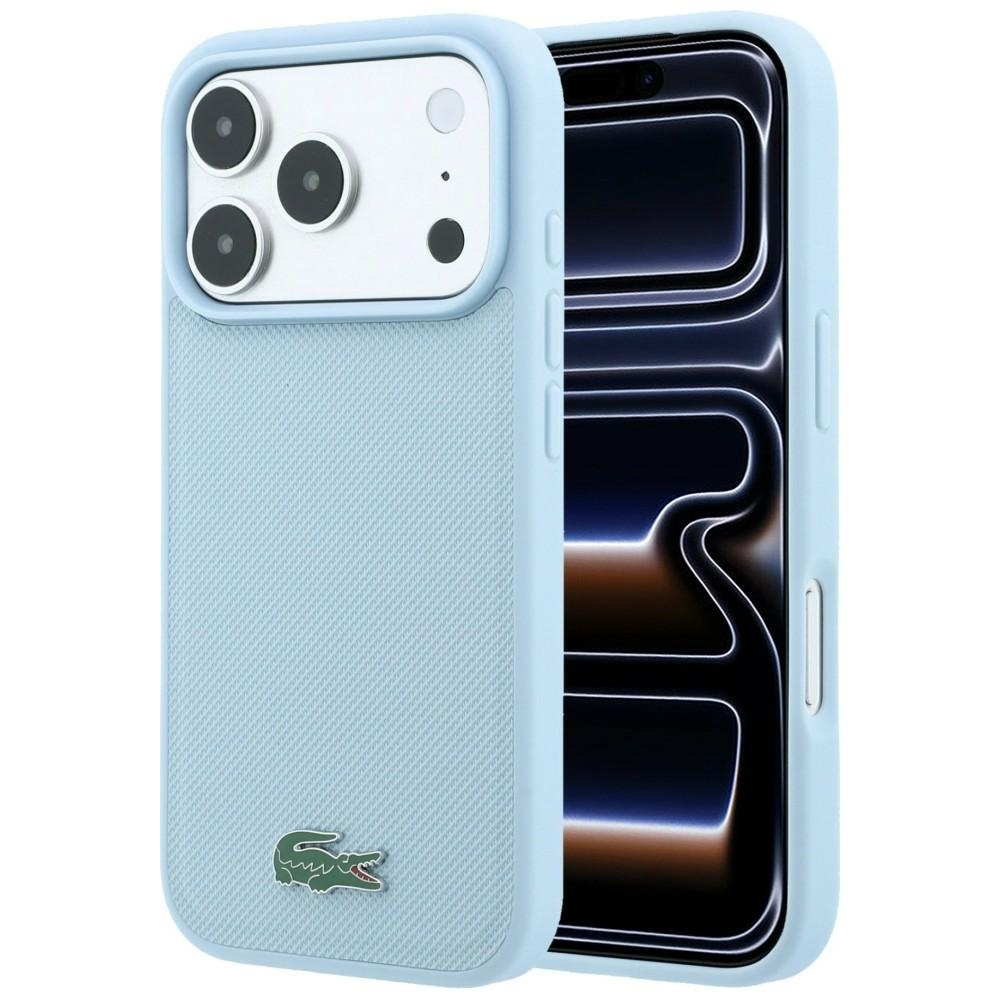 Capa Lacoste Petit Piqué Lacquer Logo Magsafe para iPhone 18 Pro Max e 17 Pro Max Azul
