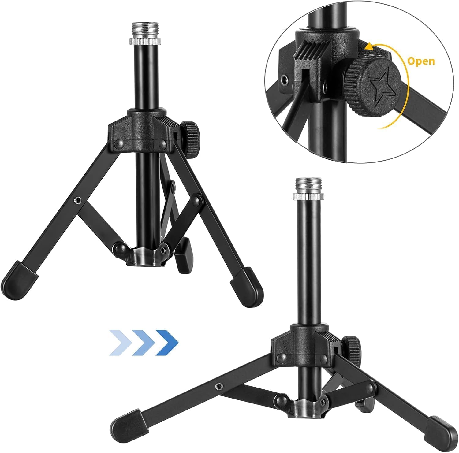 Suporte de mesa para microfone KASTWAVE – Tripé portátil e dobrável| Altura ajustável, compatível com microfones dinâmicos - Image 4