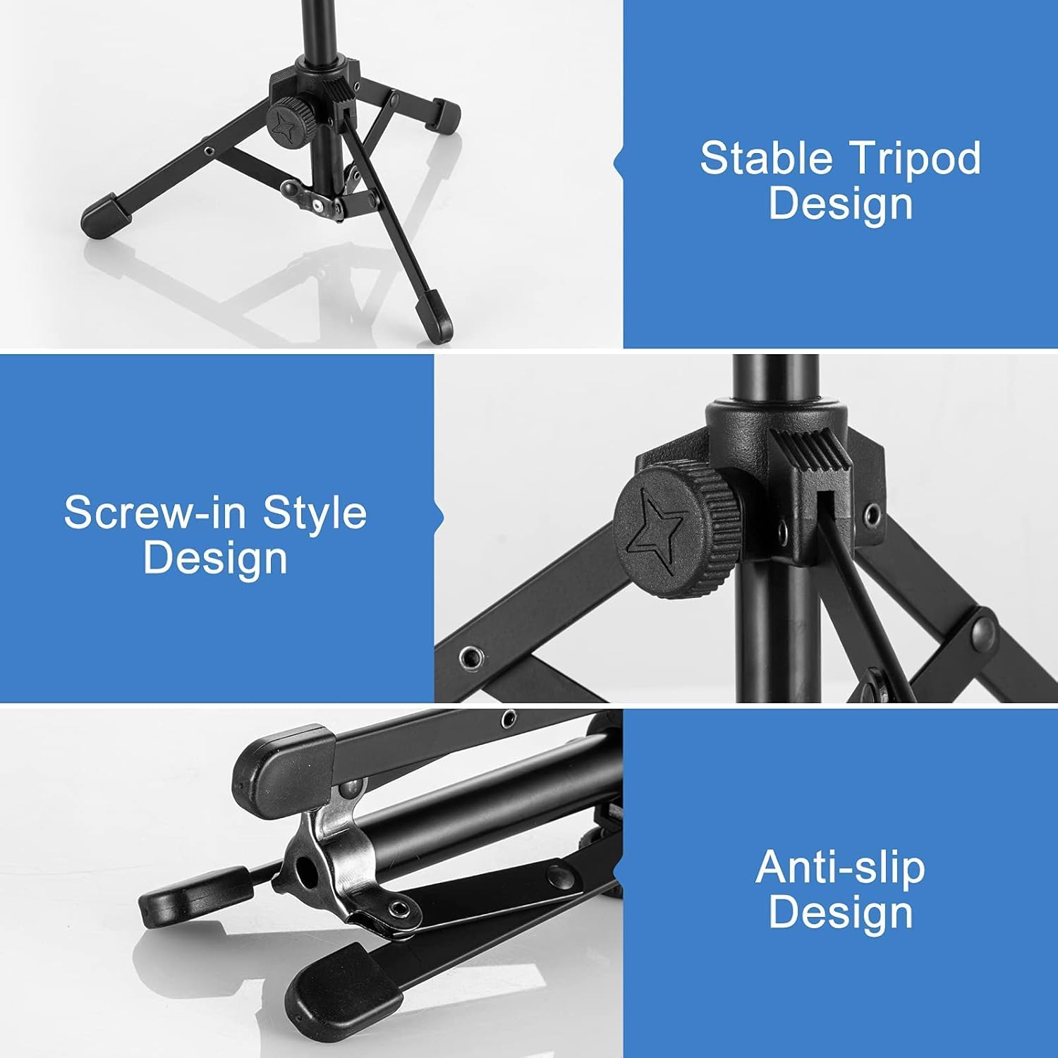 Suporte de mesa para microfone KASTWAVE – Tripé portátil e dobrável| Altura ajustável, compatível com microfones dinâmicos - Image 3