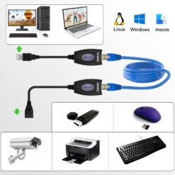 Cabo Extensor USB A Macho para USB A Fémea 2.0 com porta RJ45 para extensão LAN Adapter Over Cat5/Cat5e /Cat6 - Imagem 4