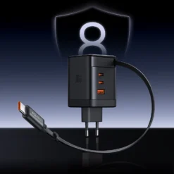 Carregador rápido Mcdodo de 100W com 4 portas GaN e cabo USB-C retrátil de 65cm integrado - Imagem 9