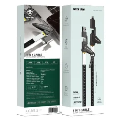 Alternative view of Cabo de carregamento ultrarrápido Lanyard 4 em 1 de 240W - Preto