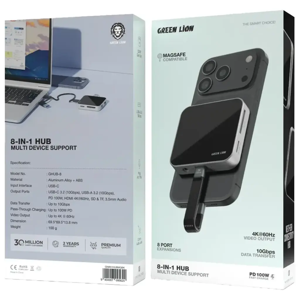 Hub Green Lion 8 em 1 com suporte para múltiplos dispositivos - Preto - Imagem 3