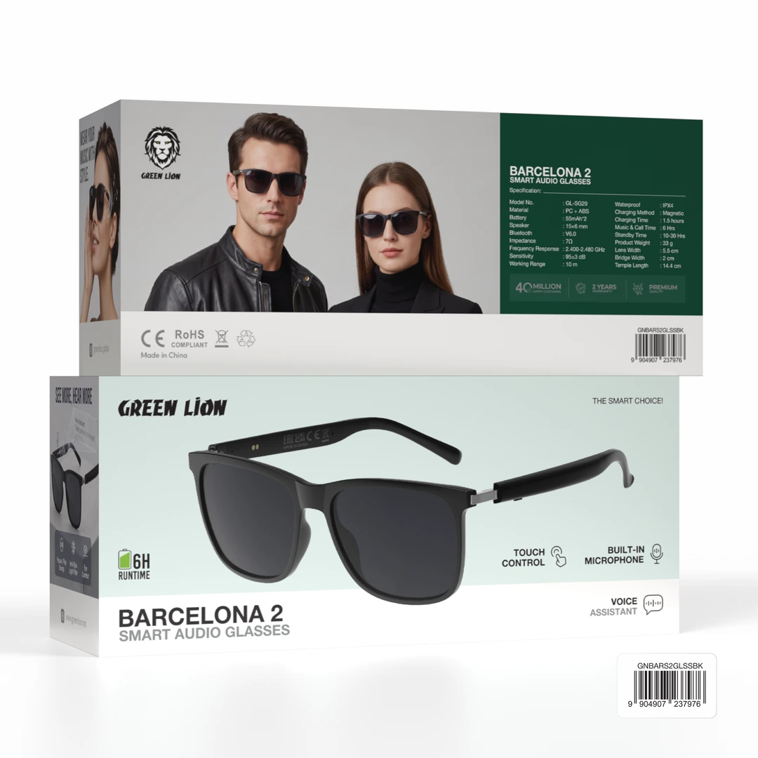 Óculos de áudio inteligentes Green Lion Barcelona 2 - Preto luand angola
