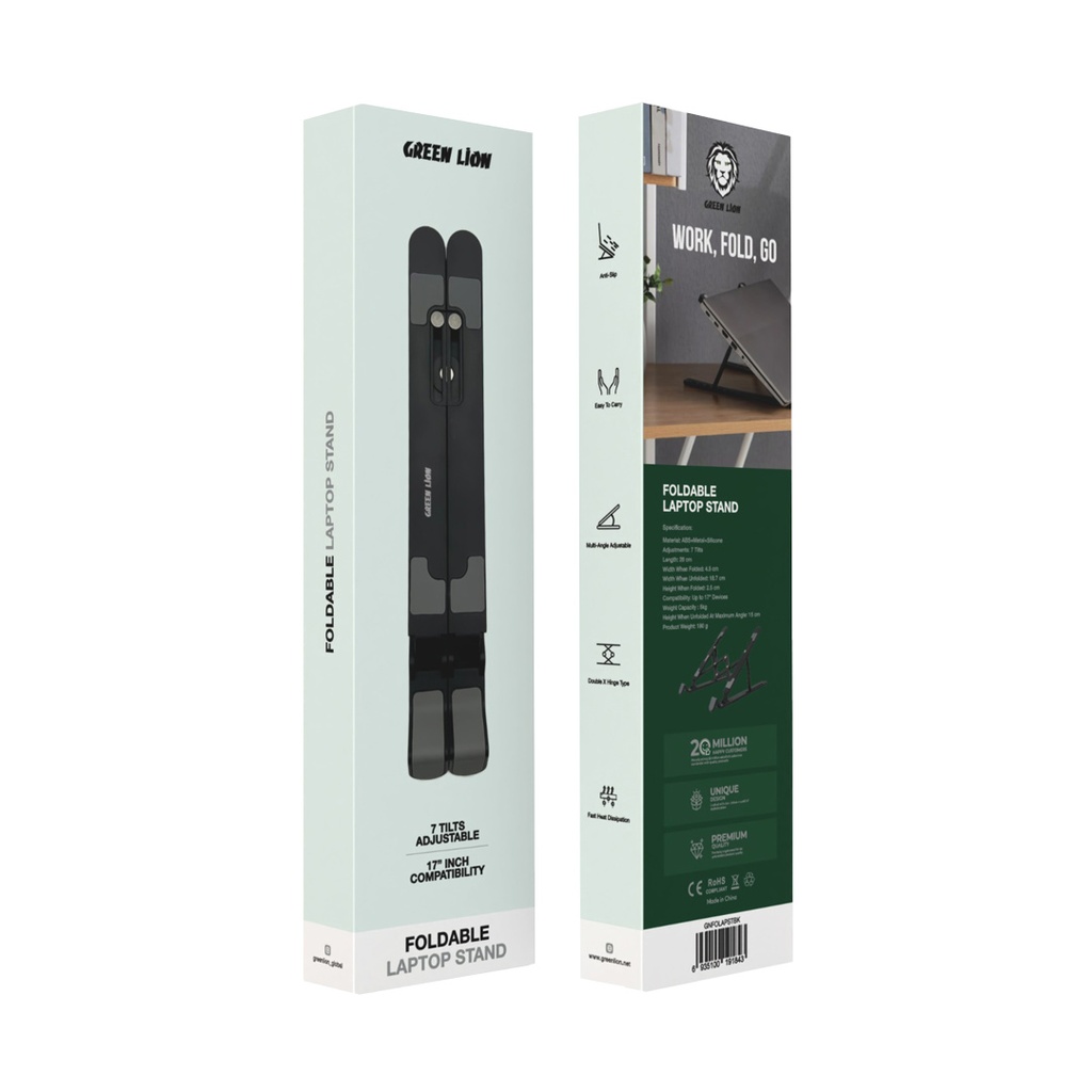 Suporte dobrável para laptop Green Lion com 7 inclinações - Preto - Imagem 6