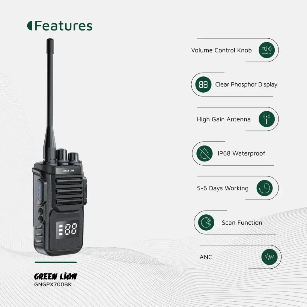 Walkie Talk Green Lion GPX700 Pack 1 - Preto - Imagem 4
