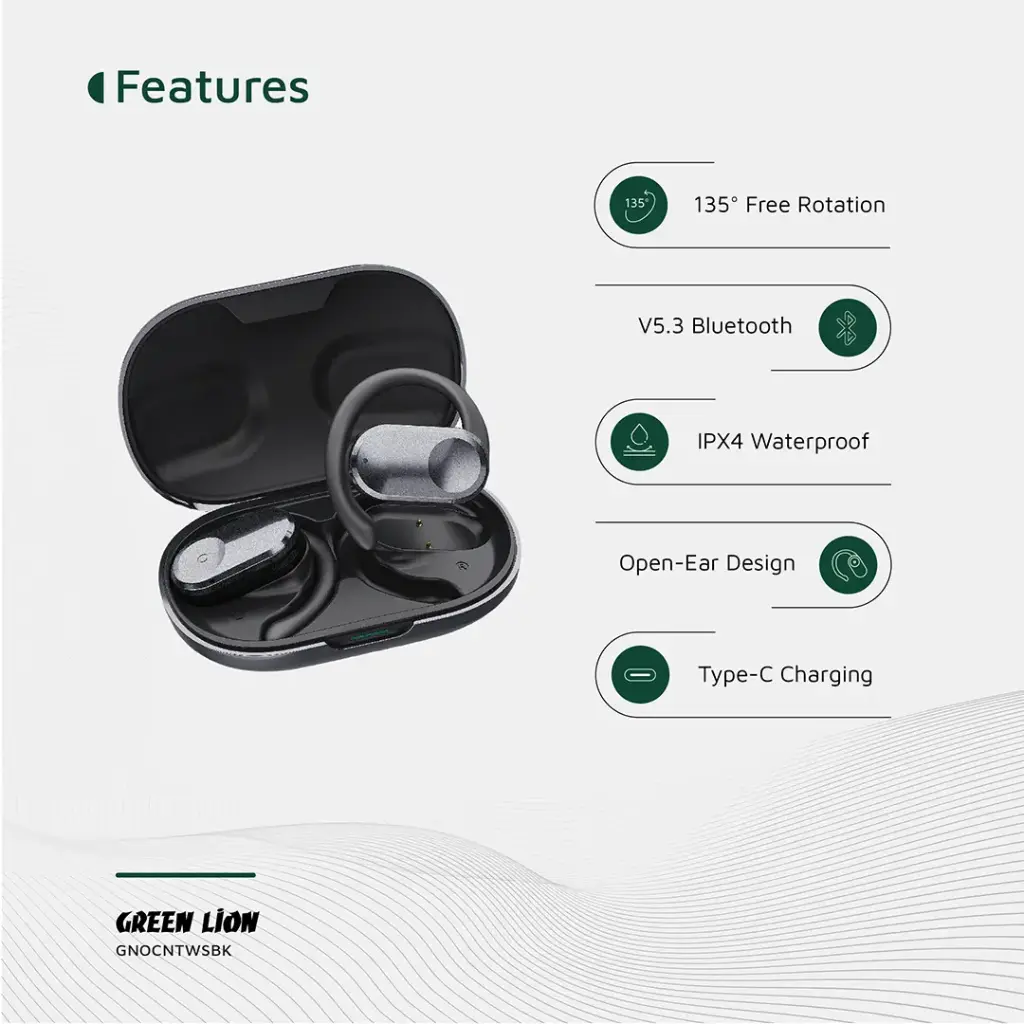 Auriculares Open Ear Ocean BT V5.3 - Preto - Imagem 3