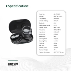 Alternative view of Auriculares Open Ear Ocean BT V5.3  - Preto