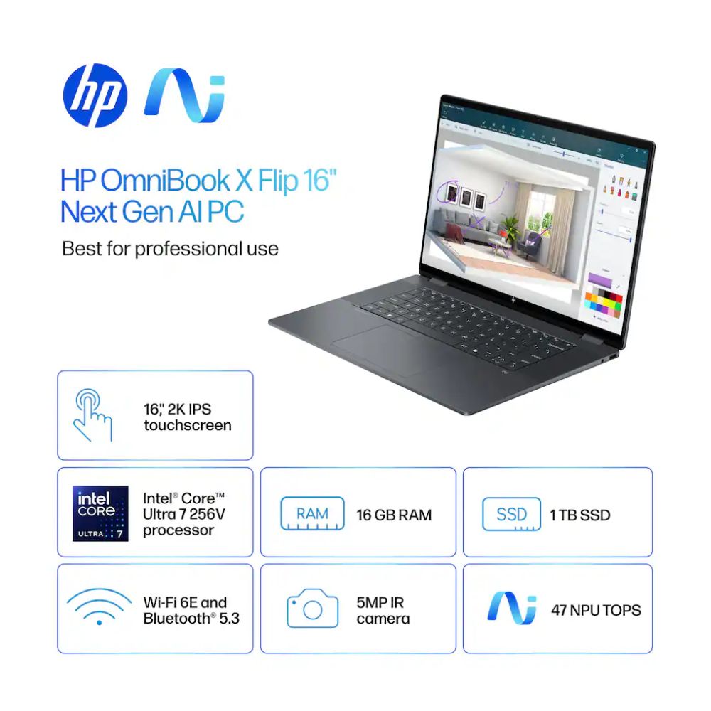 Portátil HP Omnibook X Flip 16" Intel Ultra 7 16GB 1TB SSD W11 - Image 4