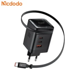Carregador rápido Mcdodo de 100W com 4 portas GaN e cabo USB-C retrátil de 65cm integrado - Imagem 3