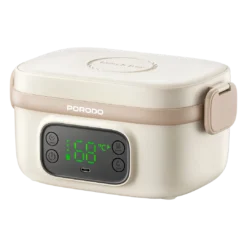 Lancheira elétrica Porodo Lifestyle HealthMate de 650ml com função de aquecimento e visor digital – Bege