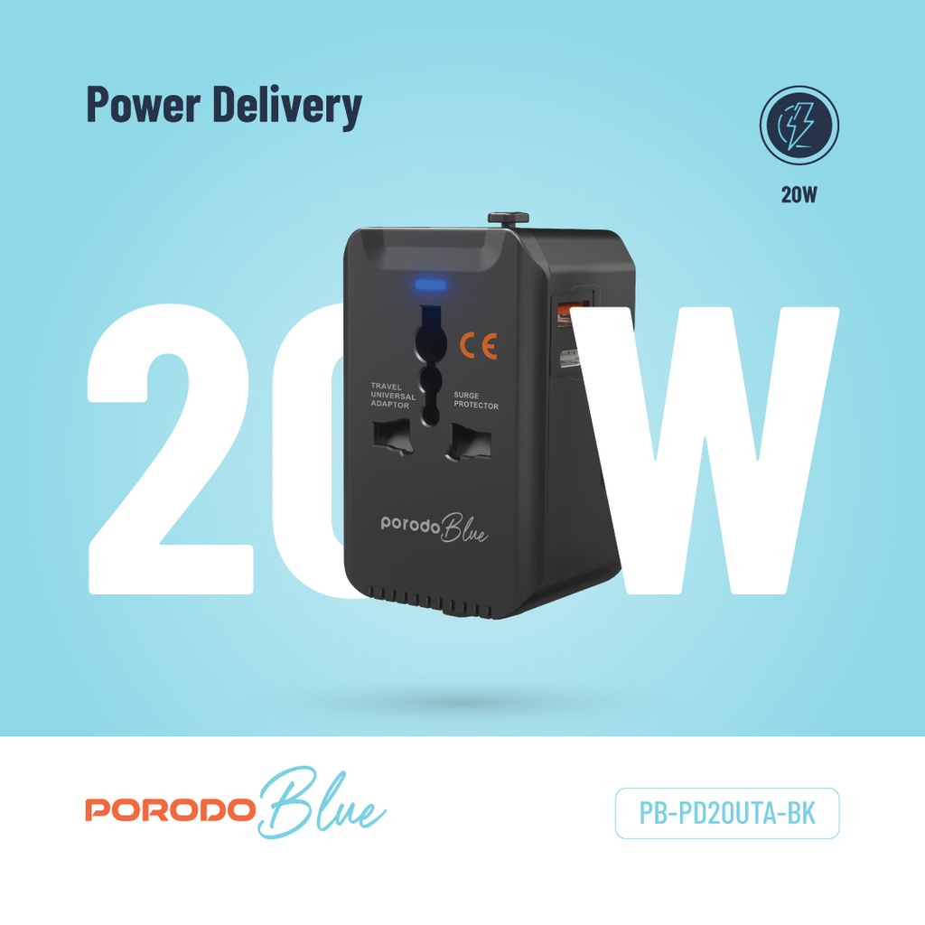 Carregador Universal Porodo Blue com Duas Portas - Preto - Imagem 5