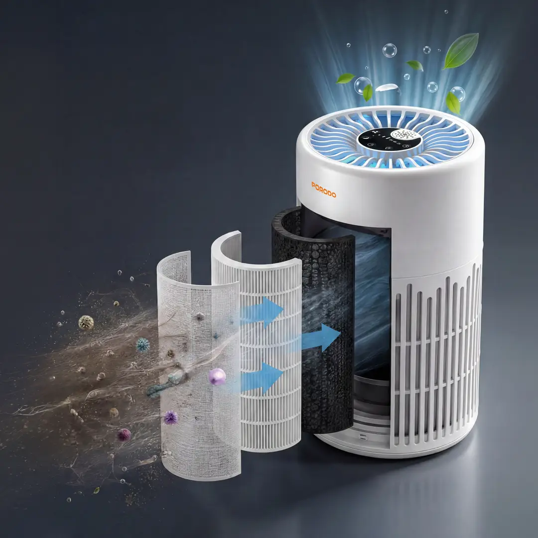Purificador de ar inteligente Porodo Lifestyle Purea com filtro HEPA H13 de 3 camadas - Branco