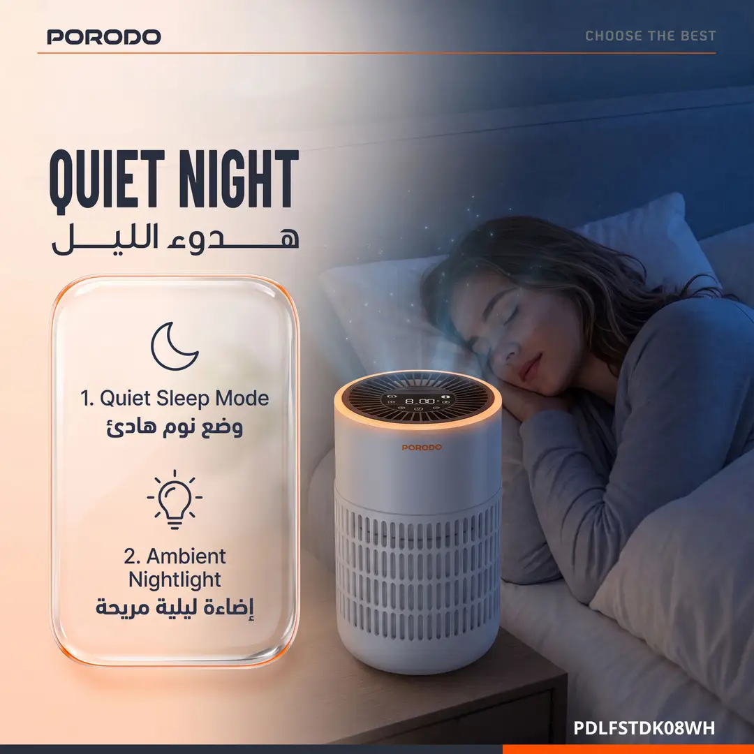 Purificador de ar inteligente Porodo Lifestyle Purea Prime com filtro HEPA H13 de 3 camadas - Branco - Image 7