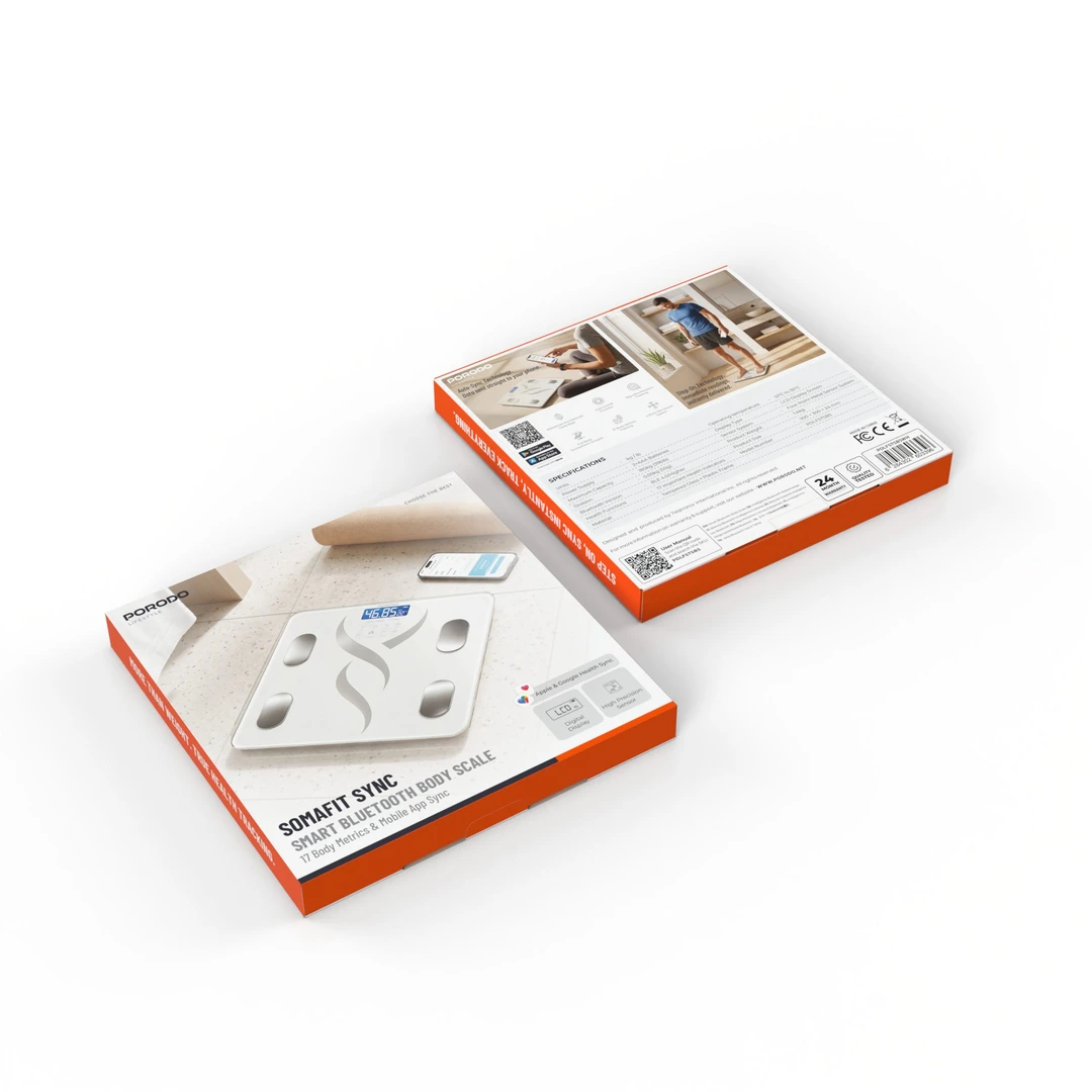 Balança corporal inteligente Bluetooth Porodo Lifestyle Somafit Sync com 17 métricas corporais e sincronização com aplicativo móvel - Imagem 2