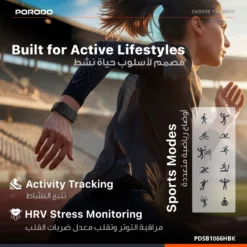 Rastreador de atividades físicas Porodo TrackFit Apex sem tela com monitoramento de eletrocardiograma - Preto - Imagem 4