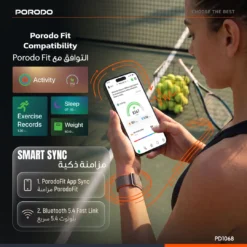 Pulseira inteligente de monitoramentoPorodo TrackFit Evo com alça ajustável e durável - Laranja - Image 7