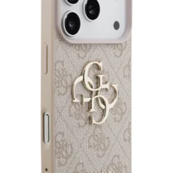 Capa GUESS de couro PU p/ 18 Pro | iPhone 17 Pro clássico / Design ultrafino e leve / Fácil instalação - Rosa - Image 4