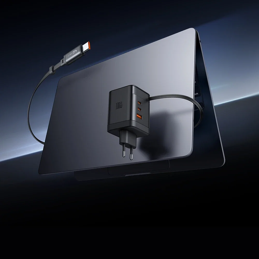 Carregador rápido Mcdodo de 100W com 4 portas GaN e cabo USB-C retrátil de 65cm integrado - Imagem 7